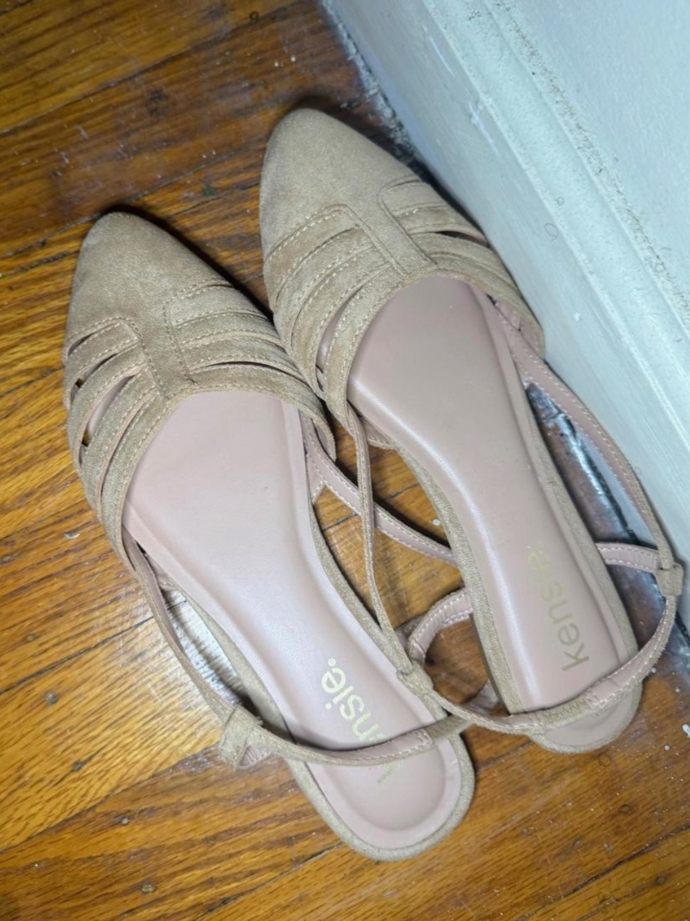 Kensie Pointed Toe Slingback Flats in Tan Suede